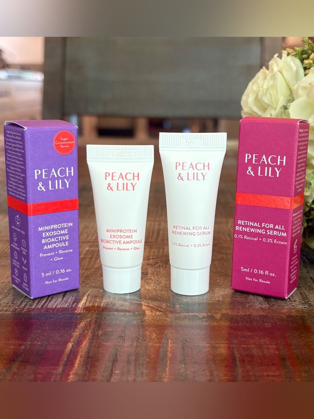 NEW Peach & Lily MINIPROTEIN Exome Bioactive AMPOULE & Retinal for All SERUM!